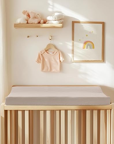 Changing Pad Cover for Baby Boy Girl 2 Pack, Muslin Changing Table Pad Covers with Boho Style, Neutral Nursery Bedding Essentials Soft and Breathable(Dusty Rose & Flower-A) - Jamouz