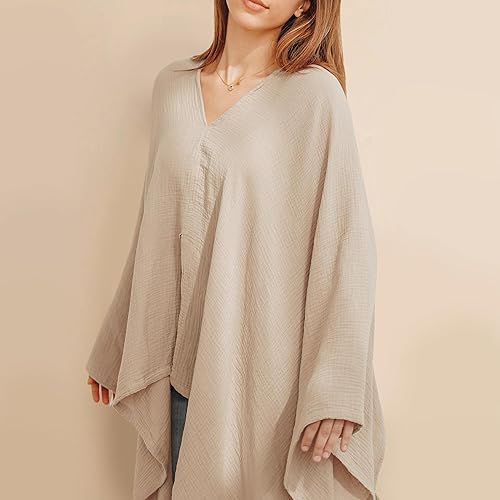 Konssy Muslin Nursing Cover for Breastfeeding, 360° Full Privacy Breathable 100% Cotton Breastfeeding Cover, Multi-use Carseat Canopy - Jamouz