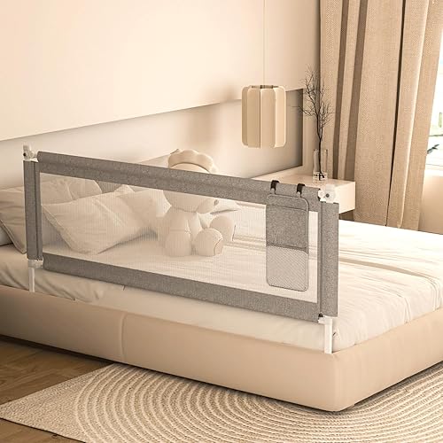 IKARE Bed Rail for Toddlers, New Upgraded Infants Safety Bed Guardrail with 28 Gears Adjustable Heights, Baby Bed Rail Guard for Queen, King Mattress (One Side 78.7' x 30') - Jamouz
