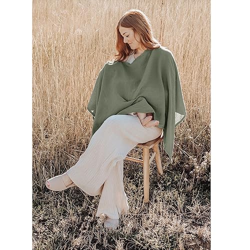 Konssy Muslin Nursing Cover for Breastfeeding, 360° Full Privacy Breathable 100% Cotton Breastfeeding Cover, Multi-use Carseat Canopy - Jamouz