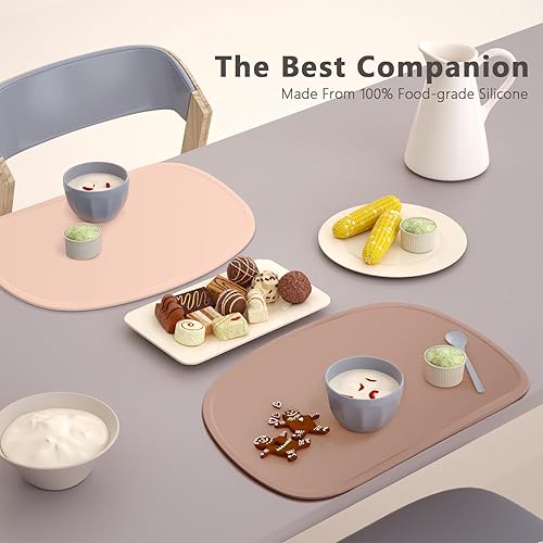 Cuddle Campus Set of 3 Silicone Placemats with Raised Edges for Kids,Toddlers,Babies, Non-Slip Dinning Table Mat, Baby Eating Mat, Food Mat - Jamouz