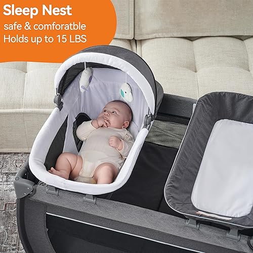 Pamo Babe 3-in-1 Baby Playard, Basic Magic Fold Nursery Center with Zip Door & Changing Table, One Second to Set Play Yard - Jamouz