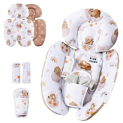 Infant Insert Compatible with 4moms Mamaroo Swing & Graco Swing and Infant Car Seat, Newborn Insert, Baby Head and Body Support, Reversible Design, Breathable Soft Fabric, 1Pcs - Pink Floral - Jamouz
