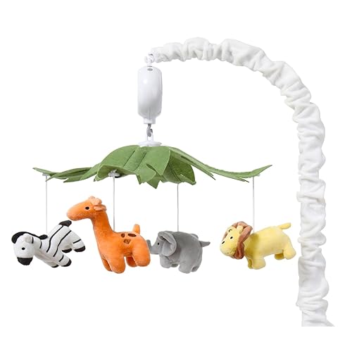 The Peanutshell Crib Mobile for Boys or Girls - White Musical Baby Crib Mobile with 12 Lullabies, Jungle Animal, Baby Safari Animals Nursery Decor - Jamouz