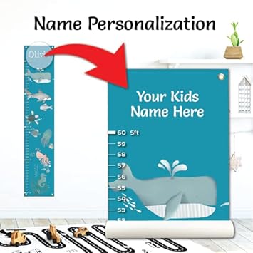 Personalized Kids Canvas Growth Chart, Height Chart, Growth Chart Banner, Train - Jamouz