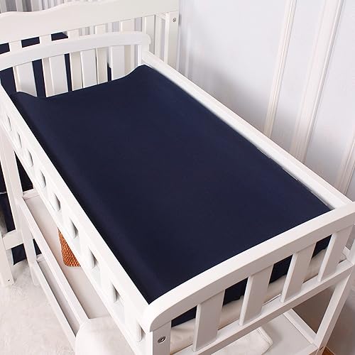 CaSaJa Navy Diaper Changing Pad Cover with Strap Holes Set of 3, Snug Fit 4-Sided Contoured Changing Table Pad 16x31 16x32, Fitted Change Pad Sheet for Baby Boy, 100% Silky Soft Microfiber - Jamouz