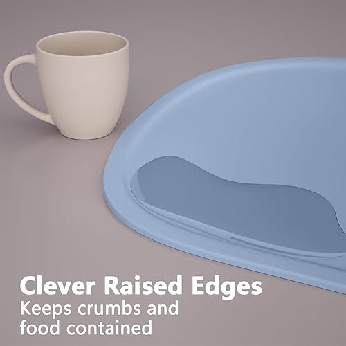 Cuddle Campus Set of 3 Silicone Placemats with Raised Edges for Kids,Toddlers,Babies, Non-Slip Dinning Table Mat, Baby Eating Mat, Food Mat - Jamouz