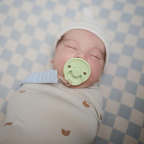 FRIGG Rope Natural Rubber Baby Pacifier | Made in Denmark | BPA-Free (Olive/Sage, 6-18 Months) - Jamouz