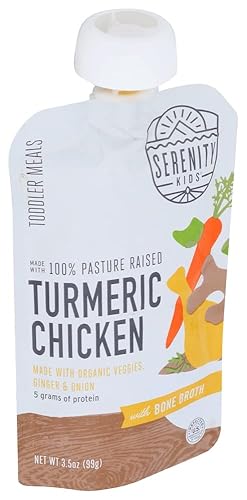 Serenity Kids Bone Broth Puree Made with Organic Veggies - Clean Label Project Purity Award Certified - 3.5 Ounce BPA-Free Pouch - Free Range Turkey Bolognese - 6 Count - Baby Food Turkey Bone Broth - Jamouz