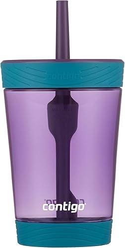 Contigo Kids Spill-Proof 14oz Tumbler with Straw and BPA-Free Plastic, Fits Most Cup Holders and Dishwasher Safe, 2-Pack Strawberry Cream & Blue Raspberry - Jamouz