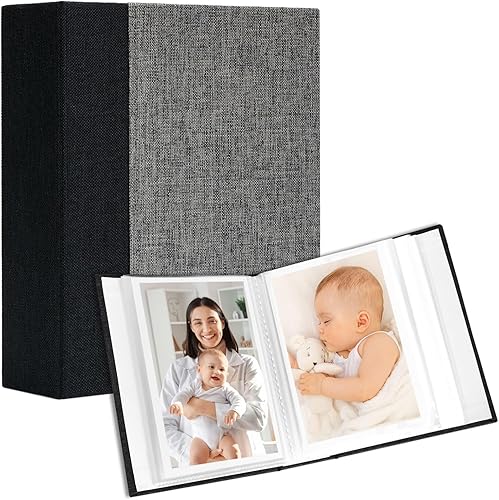 Linen 4x6 Photo Album 2 Packs, Each Hardcover Small Insert Bookshelf Photo Albums for 52 Photos, Ideal for Kids Wedding Travel, Beige - Jamouz