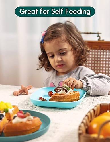 BABELIO Powerful Suction Plates for Baby and Toddler, 100% Food Grand Silicone, Divided, BPA Free, Microwave & Dishwasher Safe, Stay Put, 3 Pack - Jamouz