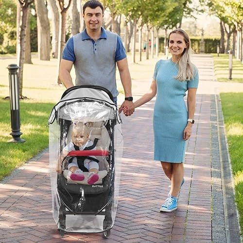 Clear Stroller Rain Cover, Universal Travel Weather Shield Breathable Baby Stroller Rain Cover for Windproof, Waterproof, Protect from Sun Dust Snow - Jamouz