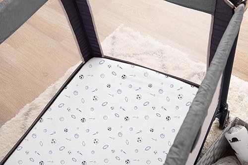 TL Care 2 Pack Fitted Pack N Play Playard Sheet 27' x 39', Soft Breathable Neutral 100% Cotton Jersey Pack and Play Sheet, Gray Star/Gray Zigzag, for Boys and Girls, Fits Most Mini Crib - Jamouz