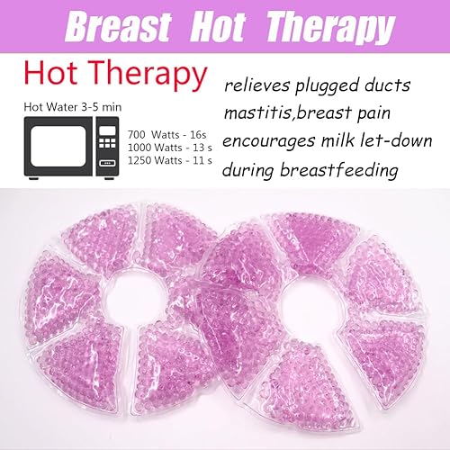 Breast Therapy Ice Packs, Hot and Cold Breast Pads, Breastfeeding Essentials Large Gel Bead Packs for Moms, 2 Pack - Jamouz
