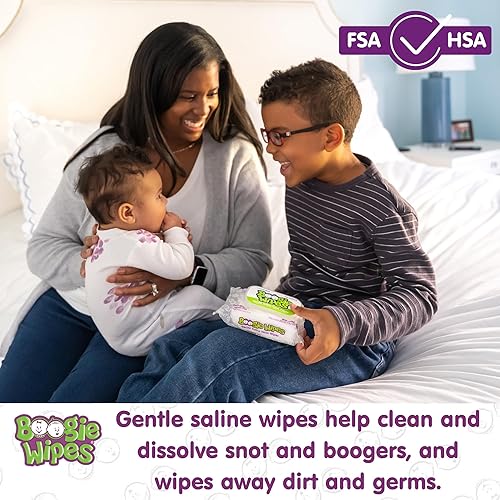 Saline Nose Wipes by Boogie, for Baby & Kids, Face, Hand & Body, FSA/HSA Eligible, Made with Vitamin E, Aloe, and Natural Saline, Unscented, 30 Count (Pack of 6) - Jamouz