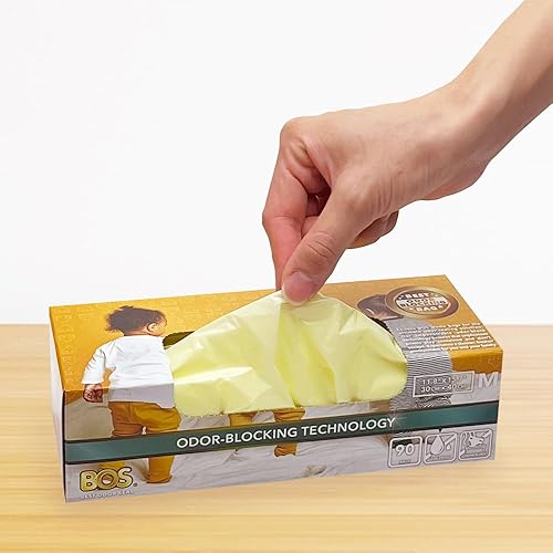 BOS, Odor-Sealing Dirty Diaper Trash Bags - Disposable Bags - Scent & Smell Free, 90Bags (Color: Cream Yellow) (Pack of 1) - Jamouz