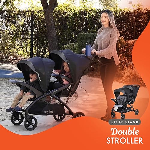 Baby Trend Double Stroller with 2 EZ-Lift Plus Infant Car Seats, Sit N' Stand, Stormy - Jamouz