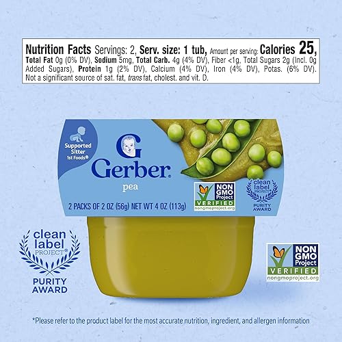 Gerber 1st Foods Baby Food, Prune Puree, Natural & Non-GMO, 2 Ounce Tubs, 2-Pack (Pack of 8) - Jamouz