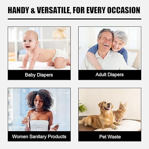 Baby Disposable Diaper Bags, Waste Bags 8 Refill Rolls/120 Bags with Dispenser, Convenient and Quick Diaper Disposal, Unscented - Jamouz