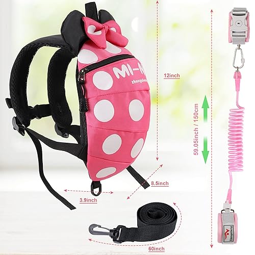 CZSYZCZS Toddlers Leash + Anti Lost Wrist Link Child Kids Safety Harness Kids Walking Wristband Assistant Strap Belt (pink) - Jamouz