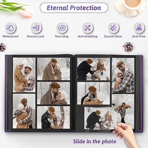 Popotop Photo Album 4x6 300 Pockets with Leather Hardcover Cover, Small Photo Album Holder Book with 50Pcs Pages for Family Travel Wedding Baby Gifts - Jamouz