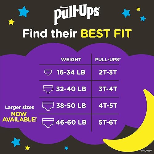 Pull-Ups Boys' Night-Time Potty Training Pants, Size 3T-4T Overnight Training Underwear (32-40 lbs), 60 Ct - Jamouz