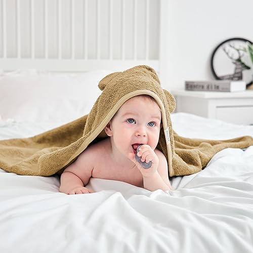 Toddler Bath Towel - Viscose from Bamboo & Cotton Blend for Delicate Skin - Super Soft Thick 600GSM - Ideal Toddler Boy and Girl Bath Essentials 35'x35' Bath Towel - Baby Towel with Hood - Jamouz