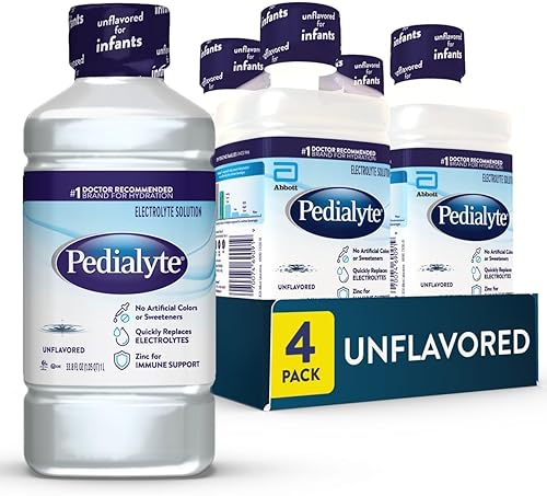 Pedialyte Electrolyte Solution, Unflavored, Hydration Drink, 33.8 Fl Oz. (Pack of 4) - Jamouz