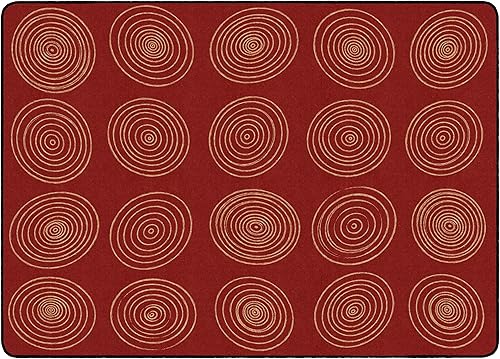 Flagship Carpets Circles Abstract Educational Area Rug for Kids Room Seating Décor, Children's Classroom, Play Carpet for Teaching and Playroom, Seats 20, 6' x 8'4', Brick - Jamouz