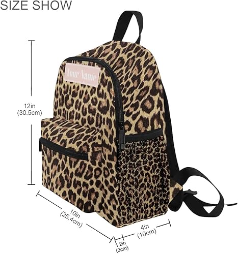 Custom Preschool Backpack with Chest Strap,Personalized Backpack with Name/Text Daycare Bag,Leopard Print Cheetah Animal Nursery Bag Diaper Bag,S - Jamouz