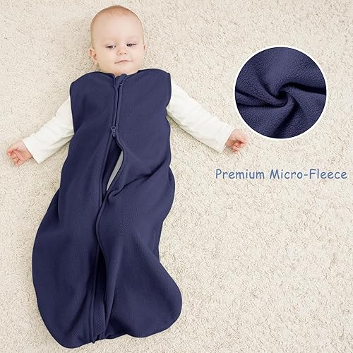 Looxii Fleece Baby Sleep Sack 0-6 Months 2 Pack 1.5 TOG Baby Wearable Blanket with 2-Way Zippers Soft Warm Toddler Sleeping Sack - Jamouz
