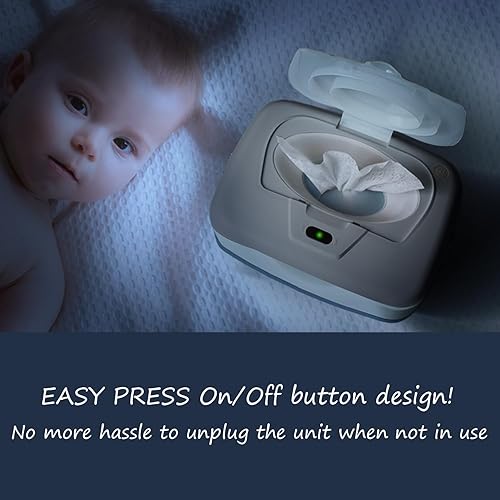 Baby Wet Wipe Warmer and Wet Wipe Dispenser, Holder and Case - with Easy Press On/Off Switch, Great Baby Gift (Blue/Grey) - Only At - Jamouz