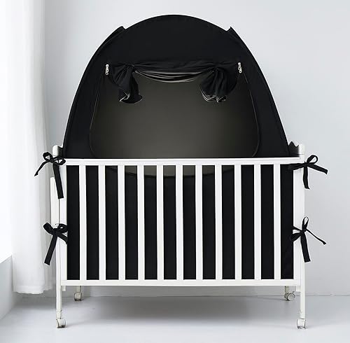 Mengersi Blackout Crib Tent Safety Pop Up Tent,Mini Crib and Pack N Play Tent Travel Crib Tent,Blackout Canopy Crib Cover, Sleep Pod for Kids Toddler Baby - Jamouz