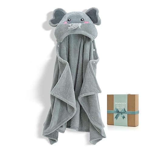 Momcozy Hooded Baby Towels-Visualize Health Label -2 Pack Premium Coral Fleece Bath Towel with Large Size-Ultra Absorbent for Baby Comfort- Great Gift for Newborn, Toddler and Kids(28'x 55', L x W) - Jamouz