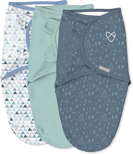 SwaddleMe by Ingenuity Original Swaddle with Easy-Change, 100% Cotton, Improves Sleep & Calms Startle Reflex, 3-6 Months, 3-Pack - Mountaineer - Jamouz
