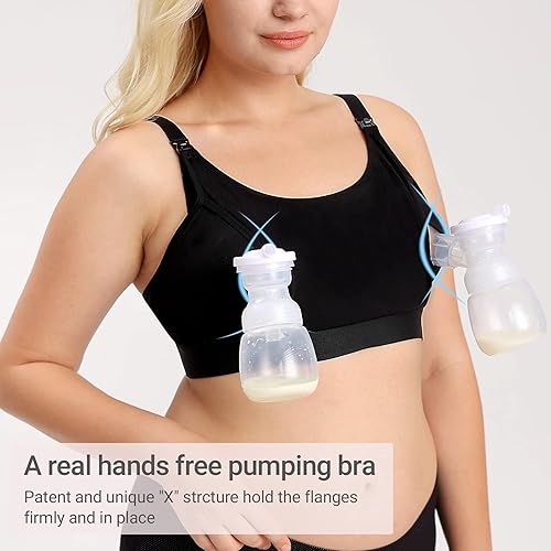 Momcozy Pumping Bra, Pumping Bra Hands Free 2 Pack Comfortable All Day Wear Pumping and Nursing Bra in One Holding Breast Pump for Spectra, Lansinoh, Medela - Jamouz