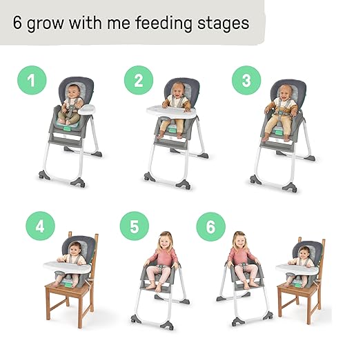 Ingenuity Full Course 6-in-1 High Chair - Baby to 5 Years Old, 6 Convertible Modes, 2 Dishwasher Safe Trays - Astro, 13108 - Jamouz