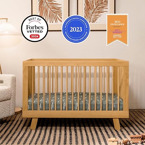 babyletto Hudson 3-in-1 Convertible Baby Crib with Toddler Bed & Daybed Conversion - Easy to Assemble - GREENGUARD Gold Certified w/ 4 Adjustable Mattress Heights - Natural - Jamouz