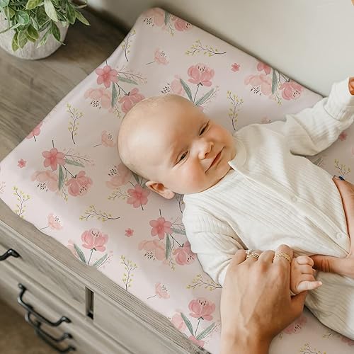 Stretchy Changing Pad Covers for Boys Girls,2 Pack Jersey Knit,Elephant & Whale - Jamouz