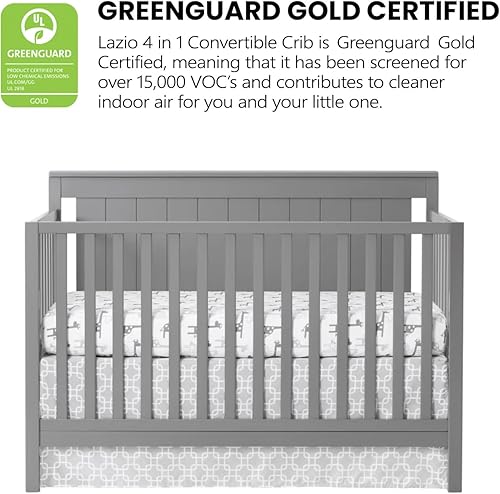 Oxford Baby Lazio 4-in-1 Convertible Crib, Dove Gray, GreenGuard Gold Certified - Jamouz