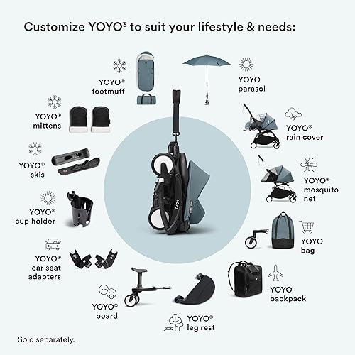 Stokke YOYO 0+ Newborn Pack, Taupe - Includes Mattress, Extendable Canopy & Five-Point Harness - Requires YOYO3 Frame (Sold Separately) - Jamouz