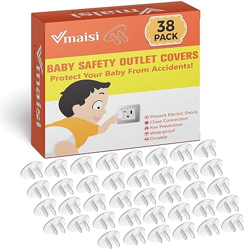38 Pieces Clear Outlet Covers Baby Proofing - Vmaisi Electrical Safety ChildProof Plug Protector - (Clear, 38 Pack) - Jamouz