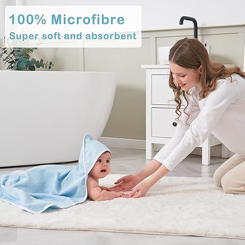 Viviland Baby Towels and Washcloths, Soft Absorbent Pink Baby Bath Towel Set, Elephant Hooded Towels with 5 Infant Face Washcloths (6 Pieces) - Jamouz