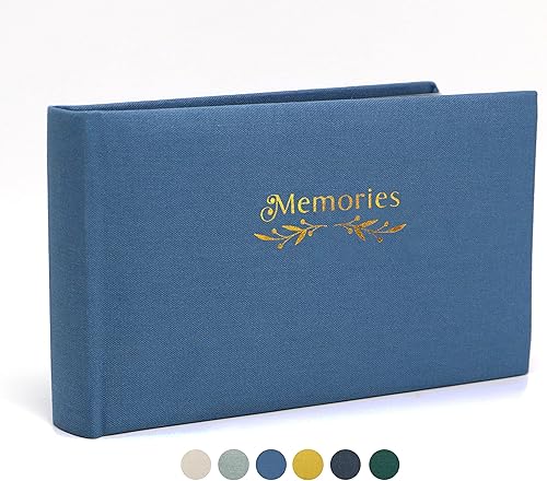 Holoary Small 4x6 Photo Album, Linen Hard Cover, Holds 50 Photos, Black Page Traditional Book Bound, Mini Brag Book Baby Album, Ideal For Wedding, Family Pictures, Gifts, Anniversary (Sky blue) - Jamouz
