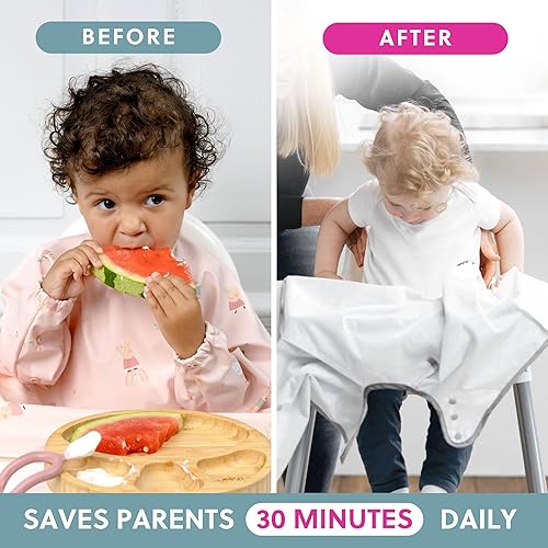 BIBaDO - Long Sleeve Baby Bibs - Babies & Toddlers 6-36 Months - Coverall Baby Led Weaning Bib - Easy Wipe, Soft & Waterproof - Jamouz