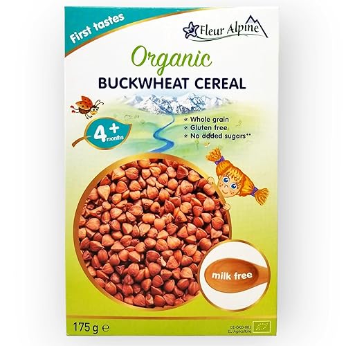 Fleur Alpine Organic Buckwheat Baby Cereal - Nutrient-Rich, Gentle Introduction to Solids and Easy To Make Breakfast Meal - For Babies from 4 months - 175 grams - Pack of 3 - Jamouz