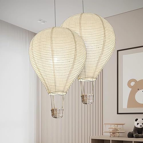 2PCS fabric Hot air balloon lampshade decorations hanging 14inch pendant light shade Gifts for children Nursery kid's living room chandelier new born baby room decor party decoration - Jamouz