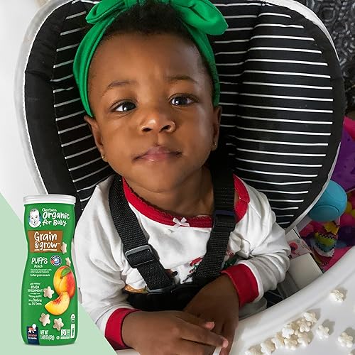 Gerber Baby Snacks, Organic Puffs, Peach, Baby Food, 1.48 Ounce (Pack of 6) - Jamouz