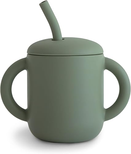 mushie 100% Silicone Training Cup & Straw for Toddlers | 6 Months+ (Soft Lilac) - Jamouz